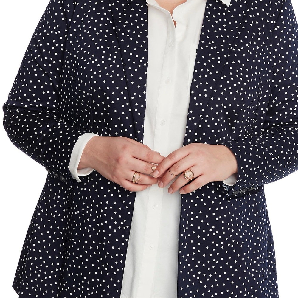 Graff by Um Lightweight Navy Polka Dot Jacket 2X Relaxed